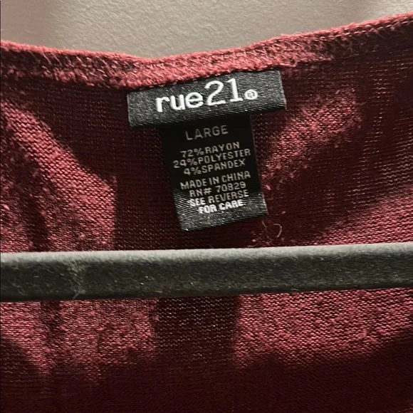 Rue21 Maroon Asymmetrical Wrap Bodysuit - Picture 4 of 5